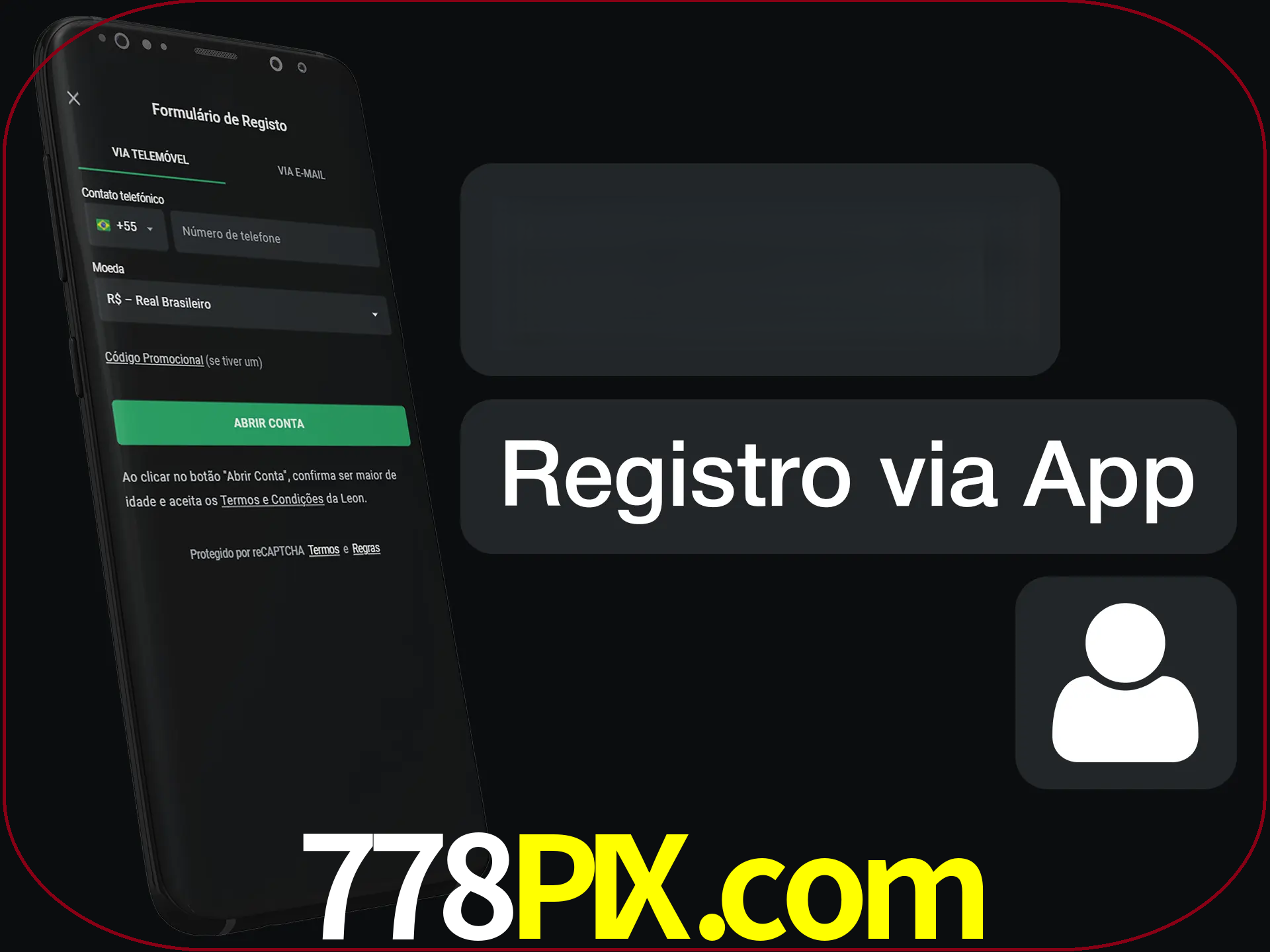 Registre-se com duas etapas usando o aplicativo.